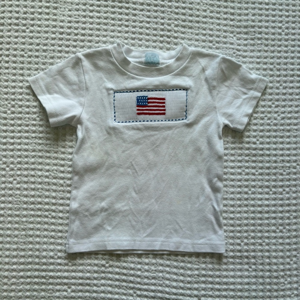 Betti Terell Smocked American Flag Tee Patriotic Shirt Fourth of July: 2T